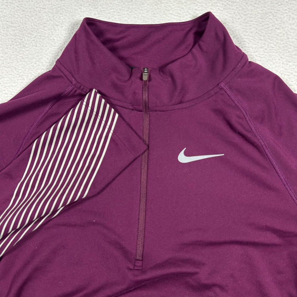 Nike Running Pullover Women S Purple Dri-FIT 1/4 Zip Reflective Stripe